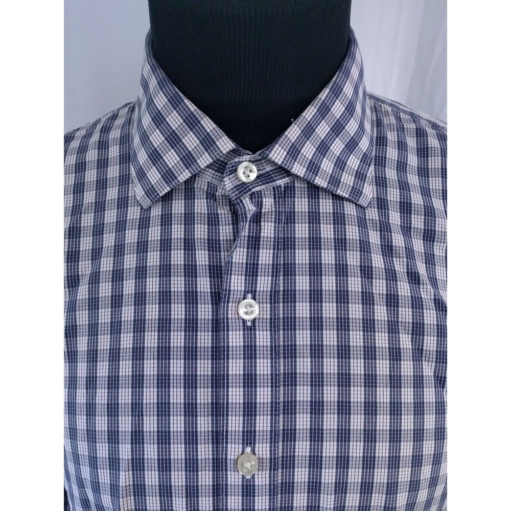 Hickey Freeman Woven in Italy Men's Casual Button Up Dress Shirt Plaid Sz XXL‎